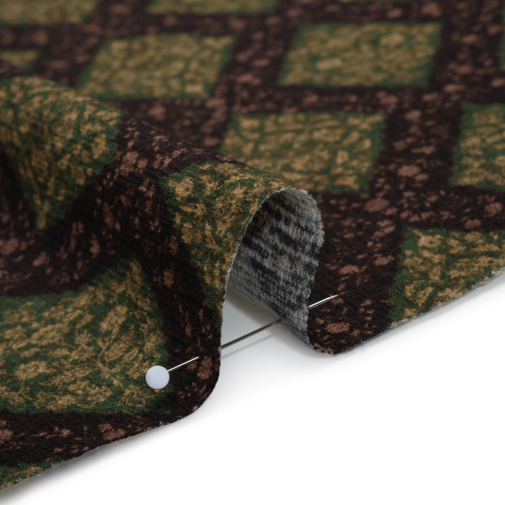 Slubbed Gauzy Cotton Woven - Dark Green, Black and Gilded Beige Small Floral Diamonds - Mood Exclusive Garden Grid Print Slubbed Gauzy Cotton Woven - Dark Green, Black and Gilded Beige Small Floral Diamonds - Mood Exclusive Garden Grid Print