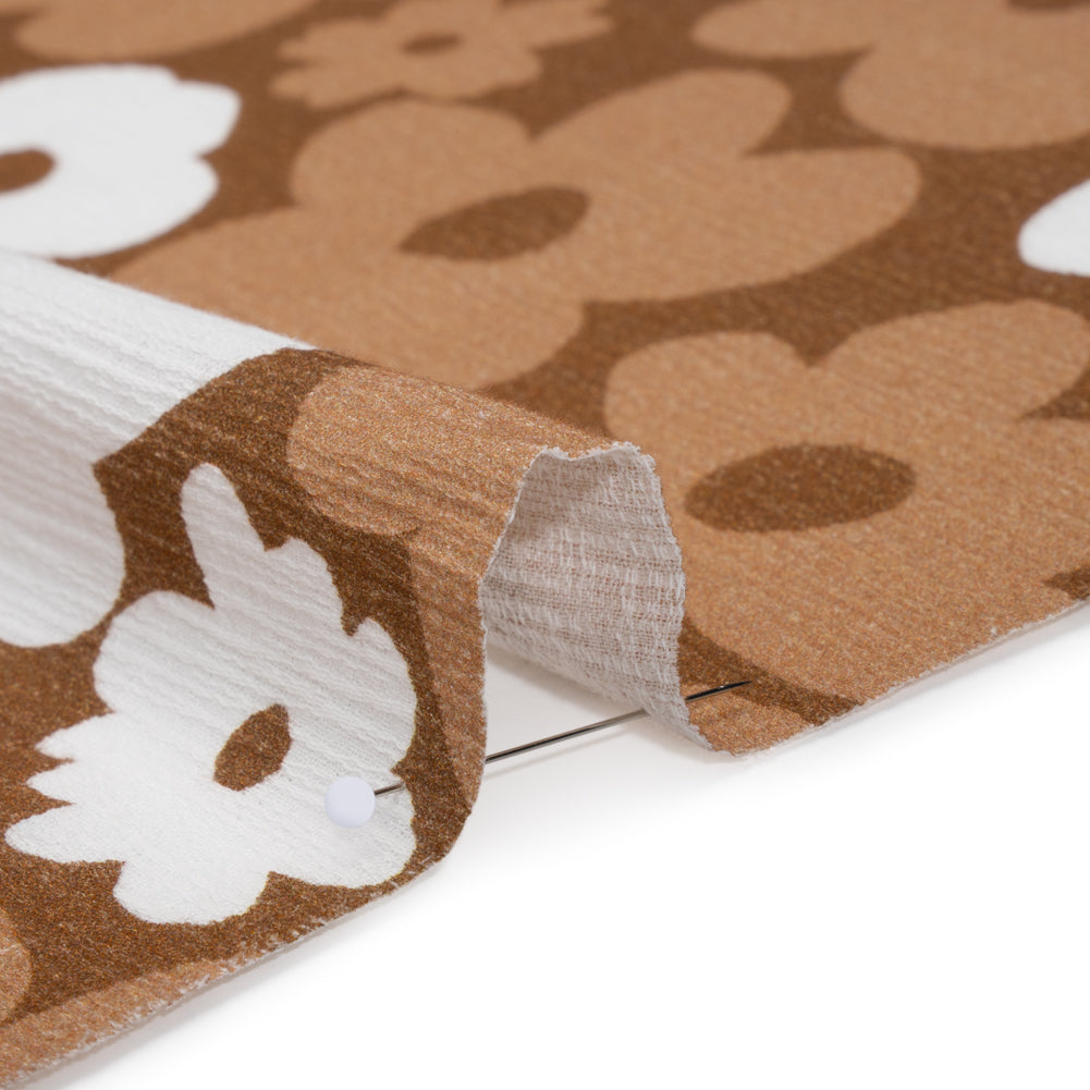Slubbed Gauzy Cotton Woven - Brown, Tan and White Retro Florals - Mood Exclusive Boogie & Bloom Print Slubbed Gauzy Cotton Woven - Brown, Tan and White Retro Florals - Mood Exclusive Boogie & Bloom Print