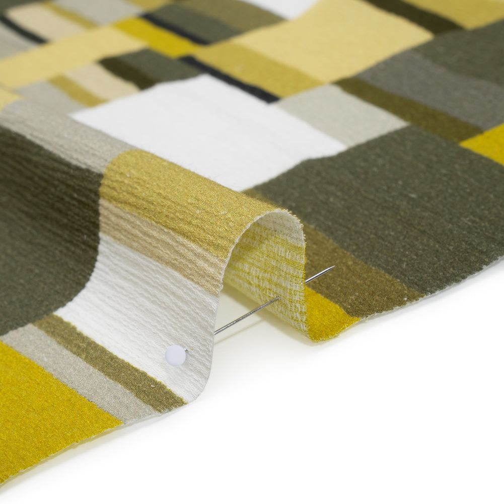 Slubbed Gauzy Cotton Woven - Golden Olive, Light Yellow and Dark Olive Green Blocks - Mood Exclusive Geode Geometry Print Slubbed Gauzy Cotton Woven - Golden Olive, Light Yellow and Dark Olive Green Blocks - Mood Exclusive Geode Geometry Print
