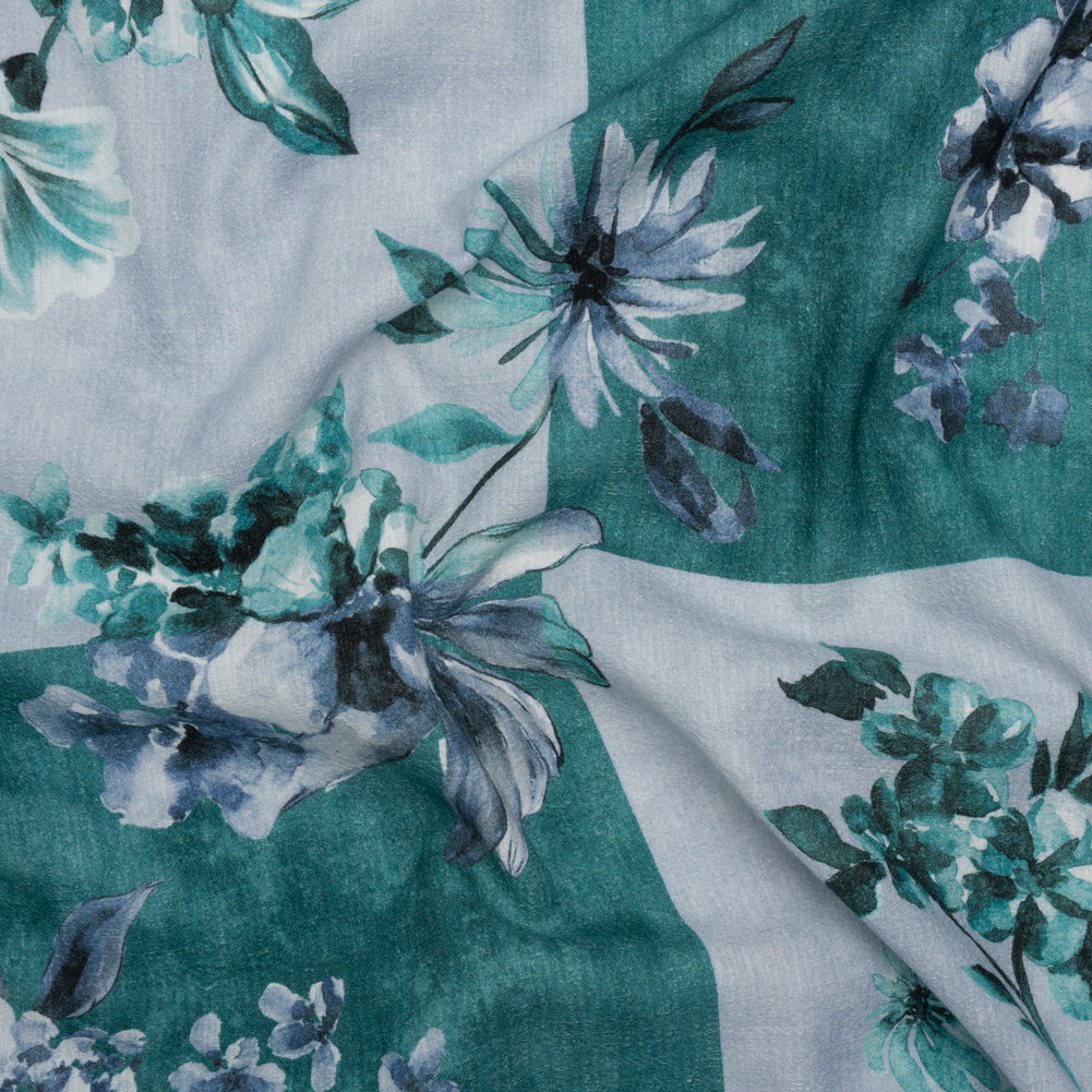 Slubbed Gauzy Cotton Woven - Teal and Blue Big Floral Checkerboard - Mood Exclusive Checkerbloom Print Slubbed Gauzy Cotton Woven - Teal and Blue Big Floral Checkerboard - Mood Exclusive Checkerbloom Print
