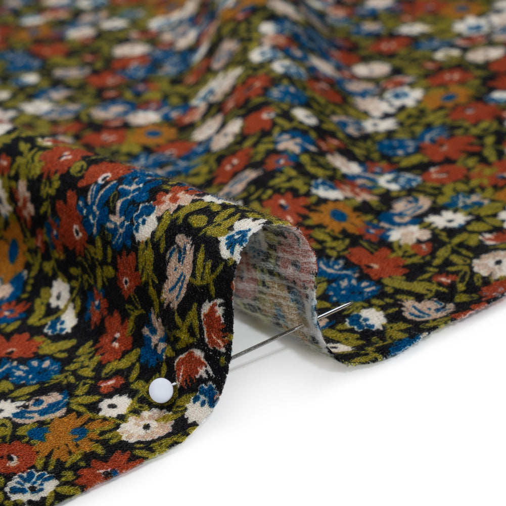 Slubbed Gauzy Cotton Woven - Dark Red, Blue and Leaf Green All-Over Floral - Mood Exclusive Fete des Fleurs Print Slubbed Gauzy Cotton Woven - Dark Red, Blue and Leaf Green All-Over Floral - Mood Exclusive Fete des Fleurs Print