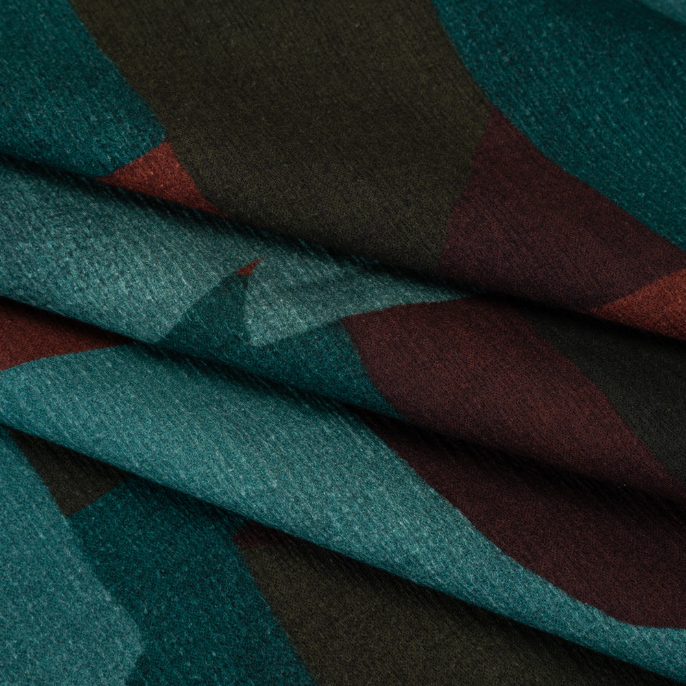 Slubbed Gauzy Cotton Woven - Teal, Burgundy and Olive Brown Geometric Abstract - Mood Exclusive Broken Symmetry Print Slubbed Gauzy Cotton Woven - Teal, Burgundy and Olive Brown Geometric Abstract - Mood Exclusive Broken Symmetry Print