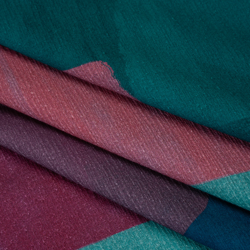 Slubbed Gauzy Cotton Woven - Teal Green, Burgundy and Magenta Painted Geometrics - Mood Exclusive Brushed Blocks Print Slubbed Gauzy Cotton Woven - Teal Green, Burgundy and Magenta Painted Geometrics - Mood Exclusive Brushed Blocks Print