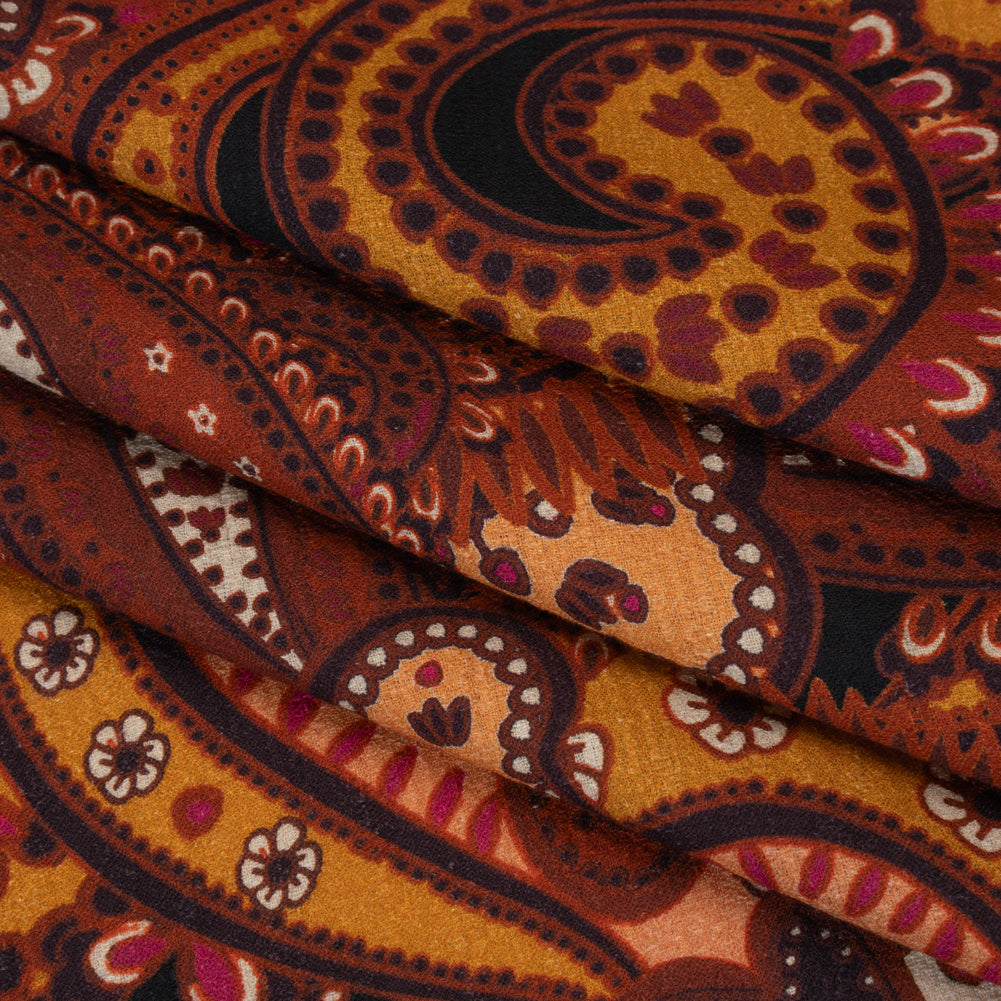 Slubbed Gauzy Cotton Woven - Brick Red, Dark Peach and Golden Ochre Paisley - Mood Exclusive Spice Market Print Slubbed Gauzy Cotton Woven - Brick Red, Dark Peach and Golden Ochre Paisley - Mood Exclusive Spice Market Print