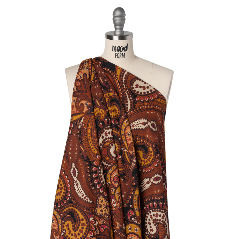 Slubbed Gauzy Cotton Woven - Brick Red, Dark Peach and Golden Ochre Paisley - Mood Exclusive Spice Market Print Slubbed Gauzy Cotton Woven - Brick Red, Dark Peach and Golden Ochre Paisley - Mood Exclusive Spice Market Print