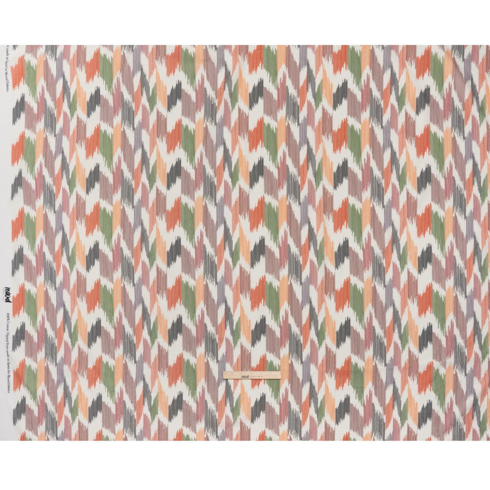 Slubbed Gauzy Cotton Woven - Dark Red, Navy, Orange and Green Abstract Ikat Stitches - Mood Exclusive Soundwave Stitches Print Slubbed Gauzy Cotton Woven - Dark Red, Navy, Orange and Green Abstract Ikat Stitches - Mood Exclusive Soundwave Stitches Print