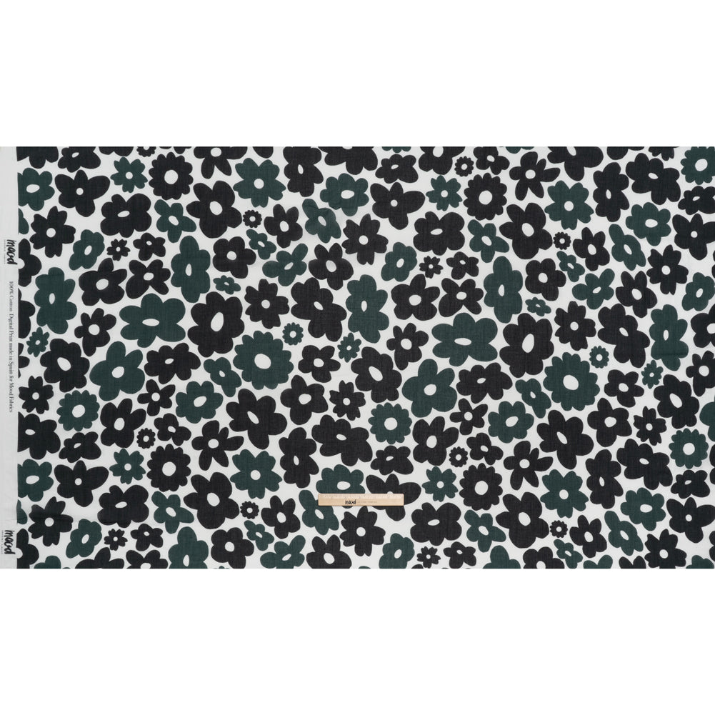 Crinkled Cotton Gauzy Woven - Navy Blue, Black and White Retro Florals - Mood Exclusive Boogie & Bloom Print - Full Crinkled Cotton Gauzy Woven - Navy Blue, Black and White Retro Florals - Mood Exclusive Boogie & Bloom Print - Full