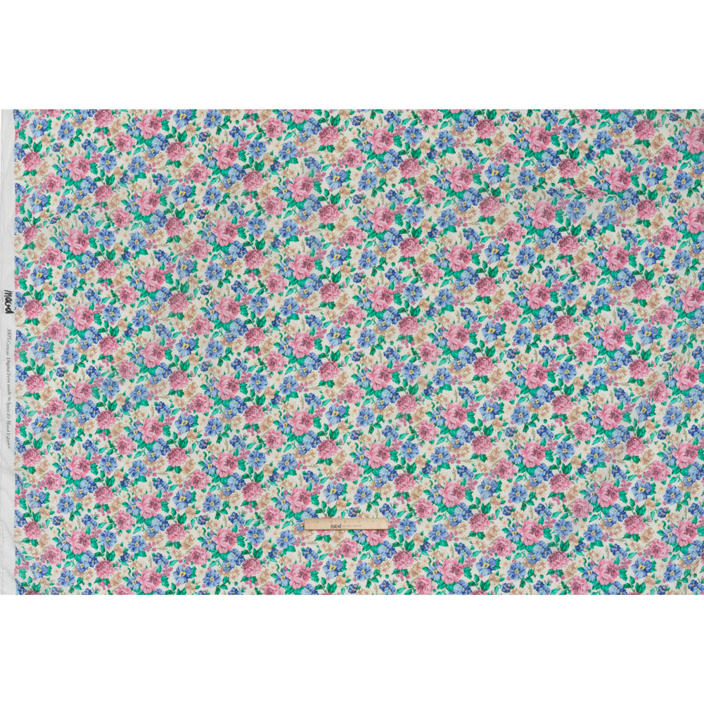 Crinkled Cotton Gauzy Woven - White, Pink and Blue Florals - Mood Exclusive Secret Garden Print Crinkled Cotton Gauzy Woven - White, Pink and Blue Florals - Mood Exclusive Secret Garden Print