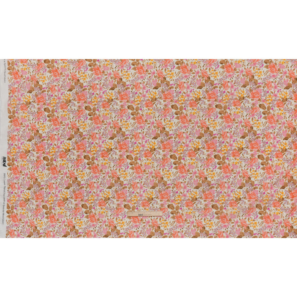 Crinkled Cotton Gauzy Woven - White, Pink and Lavender Floral - Mood Exclusive Romantic Reverie Print - Full Crinkled Cotton Gauzy Woven - White, Pink and Lavender Floral - Mood Exclusive Romantic Reverie Print - Full