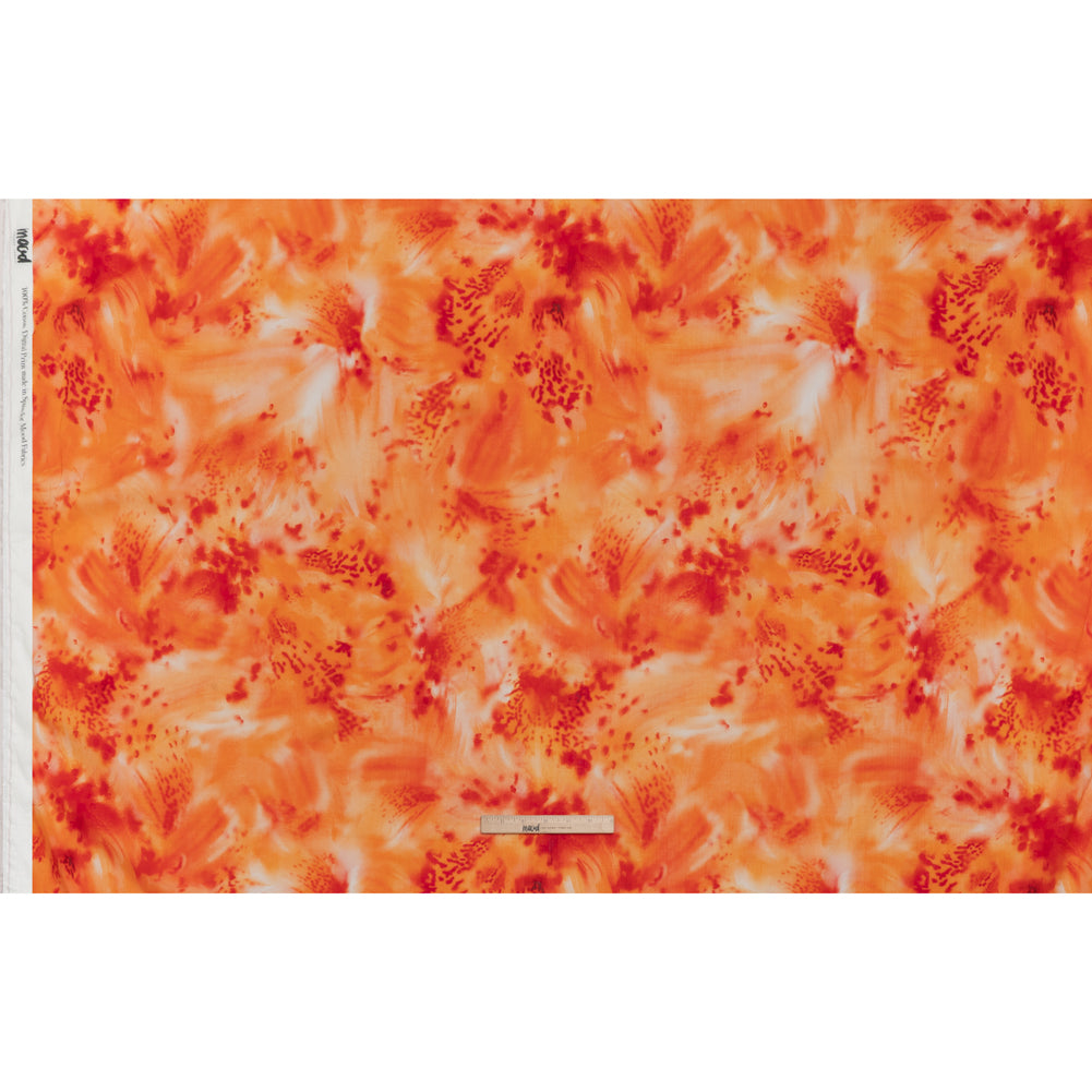 Crinkled Cotton Gauzy Woven - Bright Orange and Red Splashes and Spots - Mood Exclusive Solar Flare Print Crinkled Cotton Gauzy Woven - Bright Orange and Red Splashes and Spots - Mood Exclusive Solar Flare Print