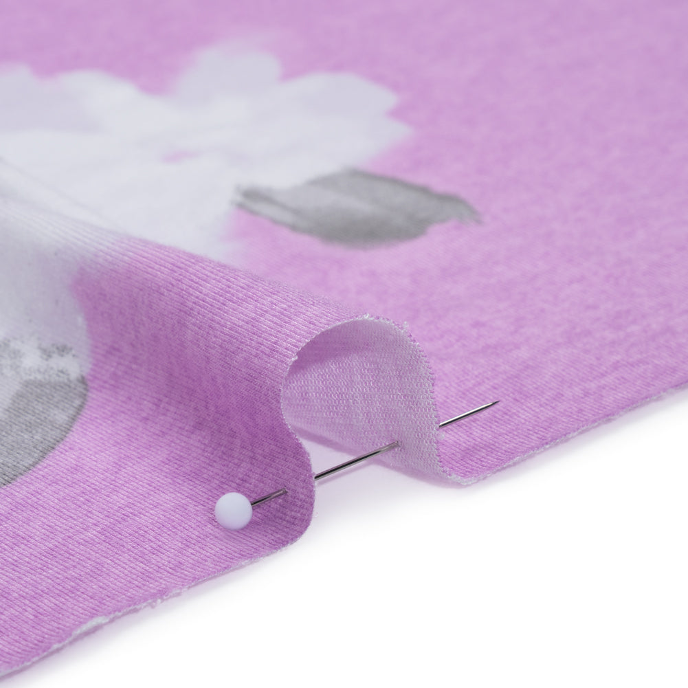 Stretch Rayon Jersey Panel - Lilac and Gray Floral - Deadstock Stretch Rayon Jersey Panel - Lilac and Gray Floral - Deadstock