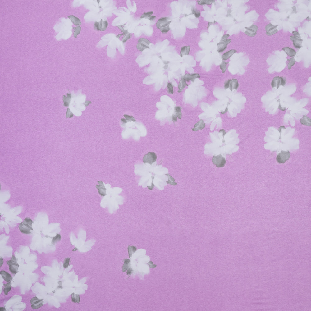 Stretch Rayon Jersey Panel - Lilac and Gray Floral - Deadstock Stretch Rayon Jersey Panel - Lilac and Gray Floral - Deadstock