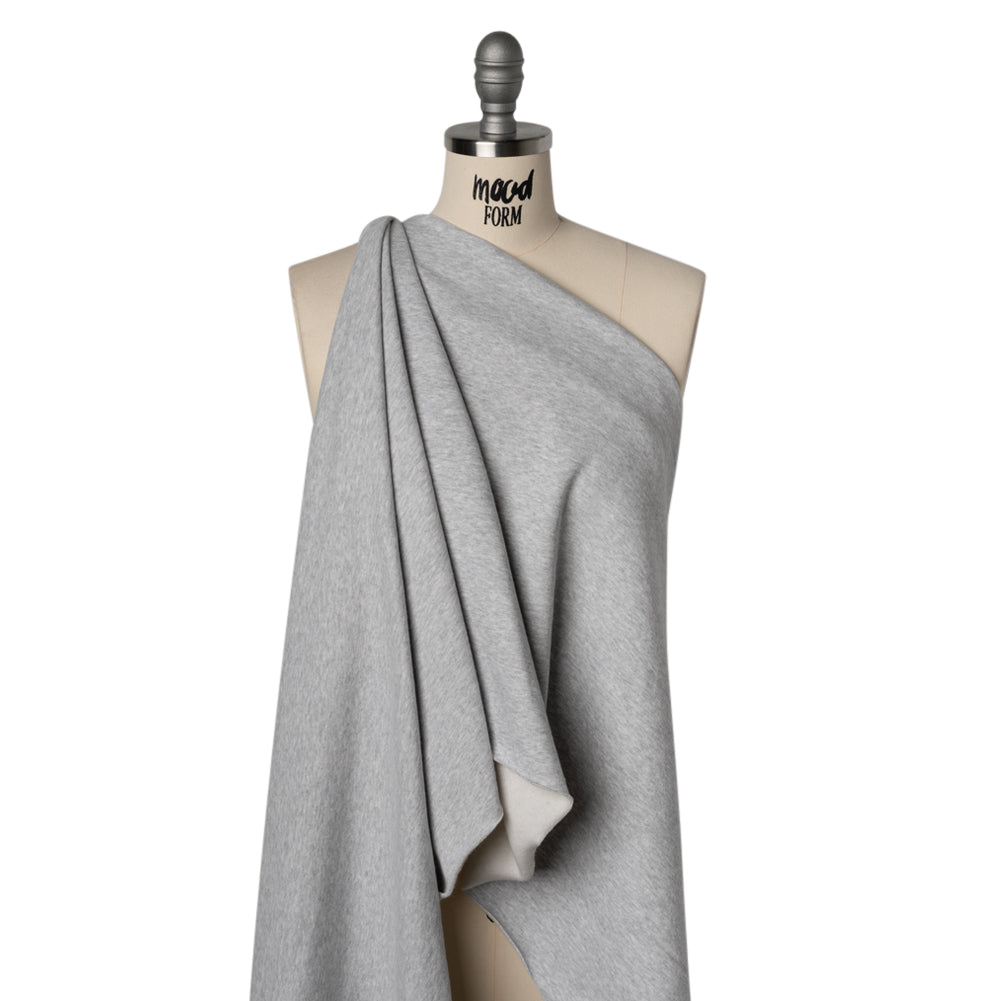 Cotton and Polyester Sweatshirt Fleece - Gray Marl and Ivory - Deadstock Cotton and Polyester Sweatshirt Fleece - Gray Marl and Ivory - Deadstock