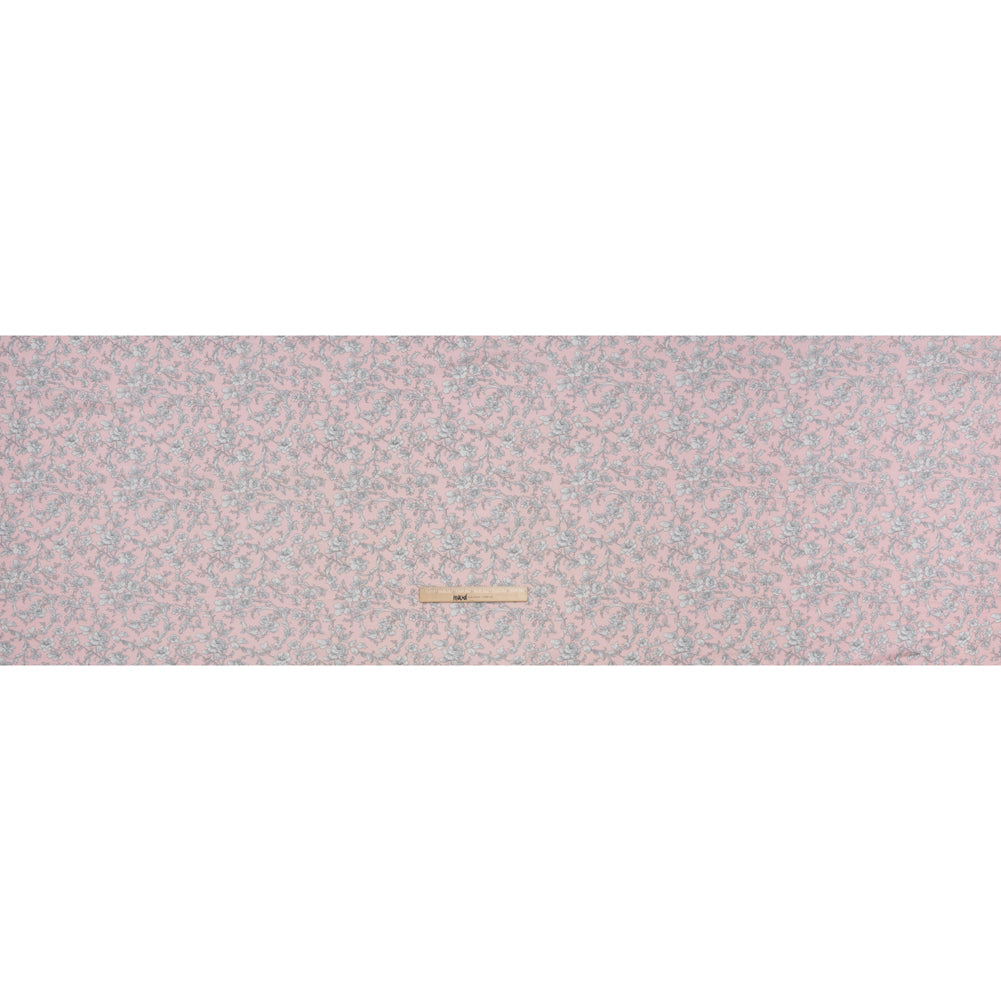 Cotton and Viscose Jersey Print - Light Pink, Ivory and Gray Rose Vines - Deadstock Cotton and Viscose Jersey Print - Light Pink, Ivory and Gray Rose Vines - Deadstock
