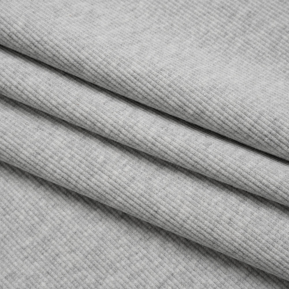 Stretch Cotton 2x2 Rib Knit - Heathered Gray - Deadstock Stretch Cotton 2x2 Rib Knit - Heathered Gray - Deadstock