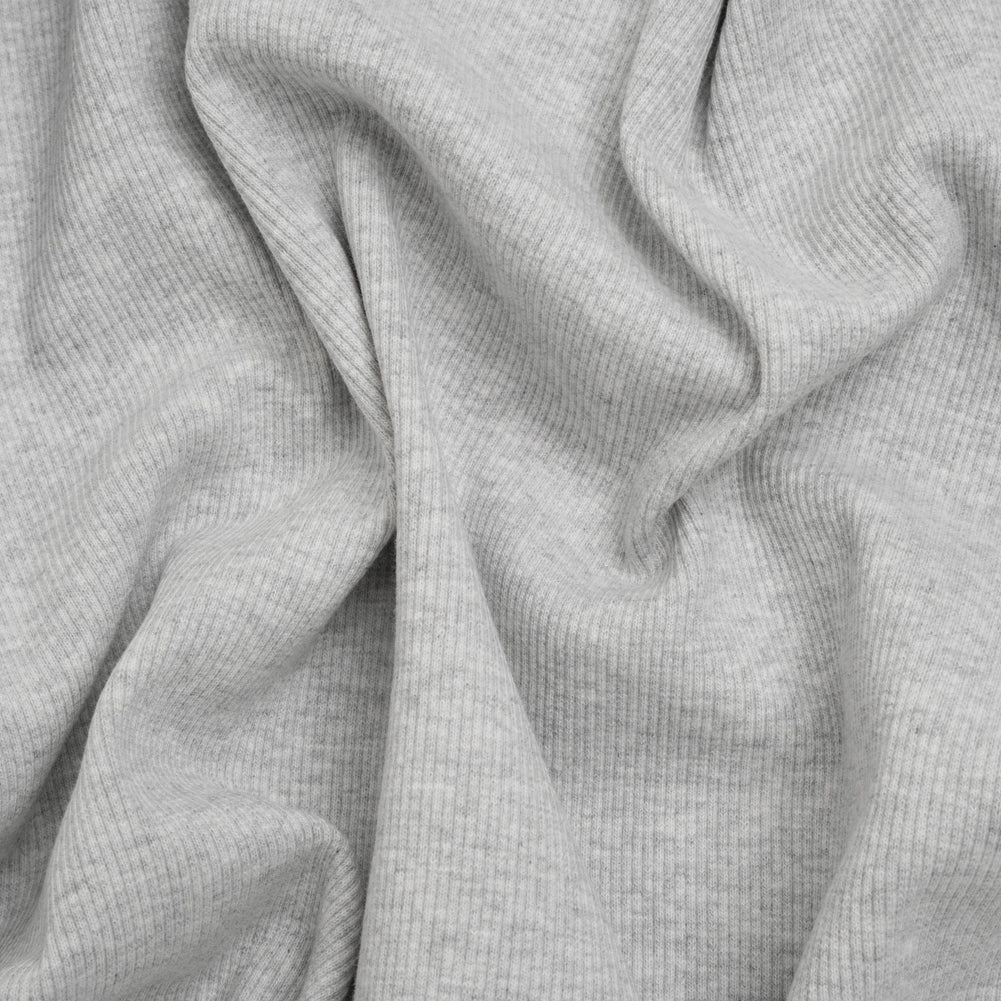 Stretch Cotton 2x2 Rib Knit - Heathered Gray - Deadstock Stretch Cotton 2x2 Rib Knit - Heathered Gray - Deadstock