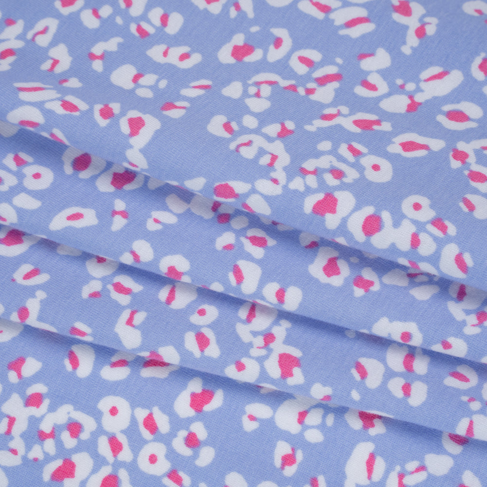 Stretch Cotton and Modal Jersey - Periwinkle, White and Pink Animal Spots - Deadstock Stretch Cotton and Modal Jersey - Periwinkle, White and Pink Animal Spots - Deadstock
