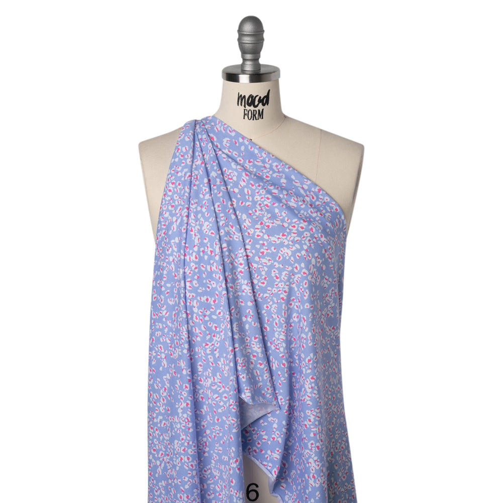 Stretch Cotton and Modal Jersey - Periwinkle, White and Pink Animal Spots - Deadstock Stretch Cotton and Modal Jersey - Periwinkle, White and Pink Animal Spots - Deadstock