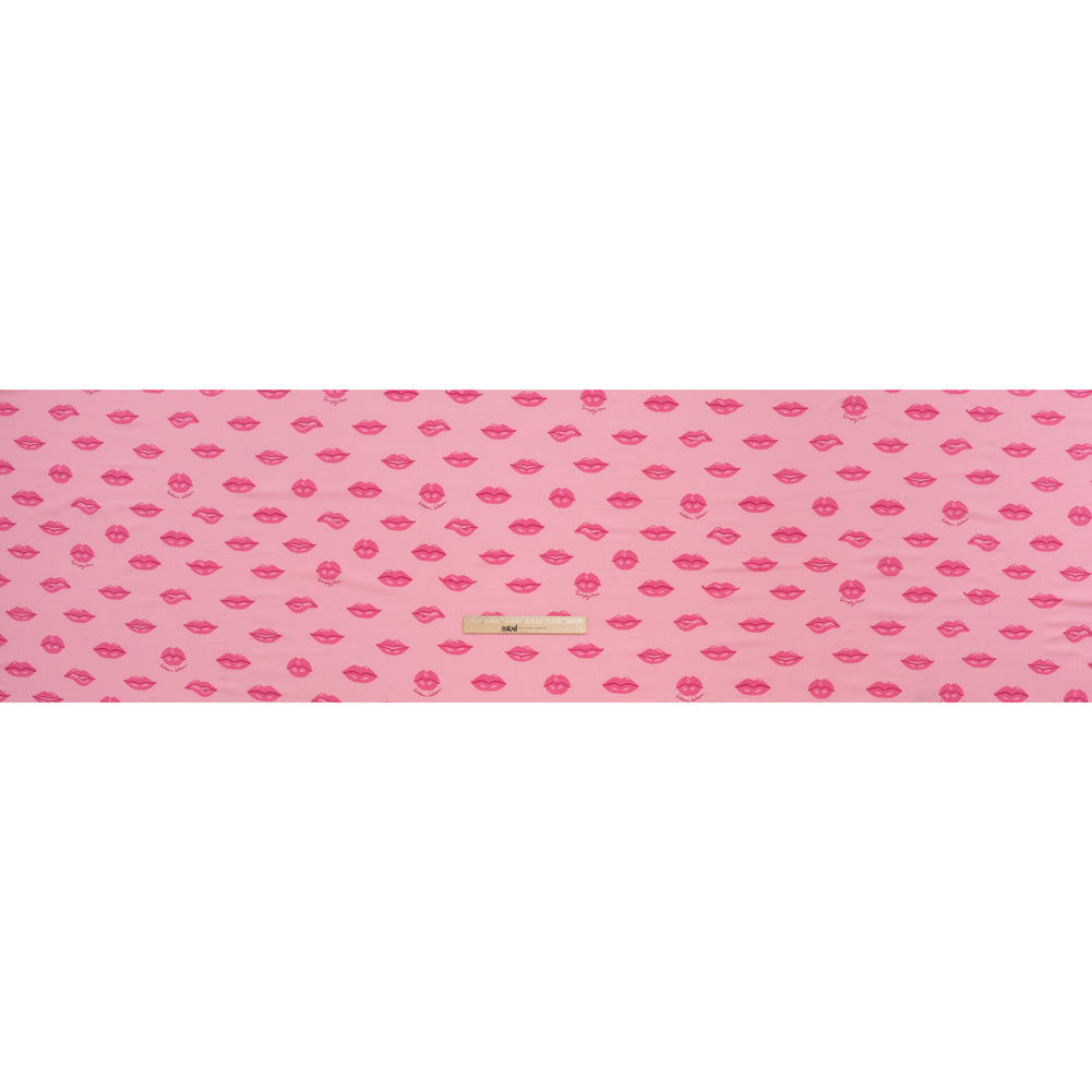 Stretch Polyester ITY Jersey Print by Vera Wang - Pink Lips - Deadstock Stretch Polyester ITY Jersey Print by Vera Wang - Pink Lips - Deadstock