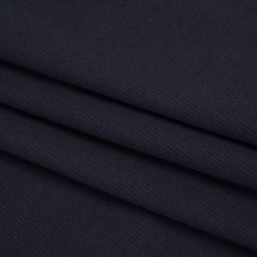 Stretch Cotton 2x2 Rib Knit - Navy - Deadstock Stretch Cotton 2x2 Rib Knit - Navy - Deadstock