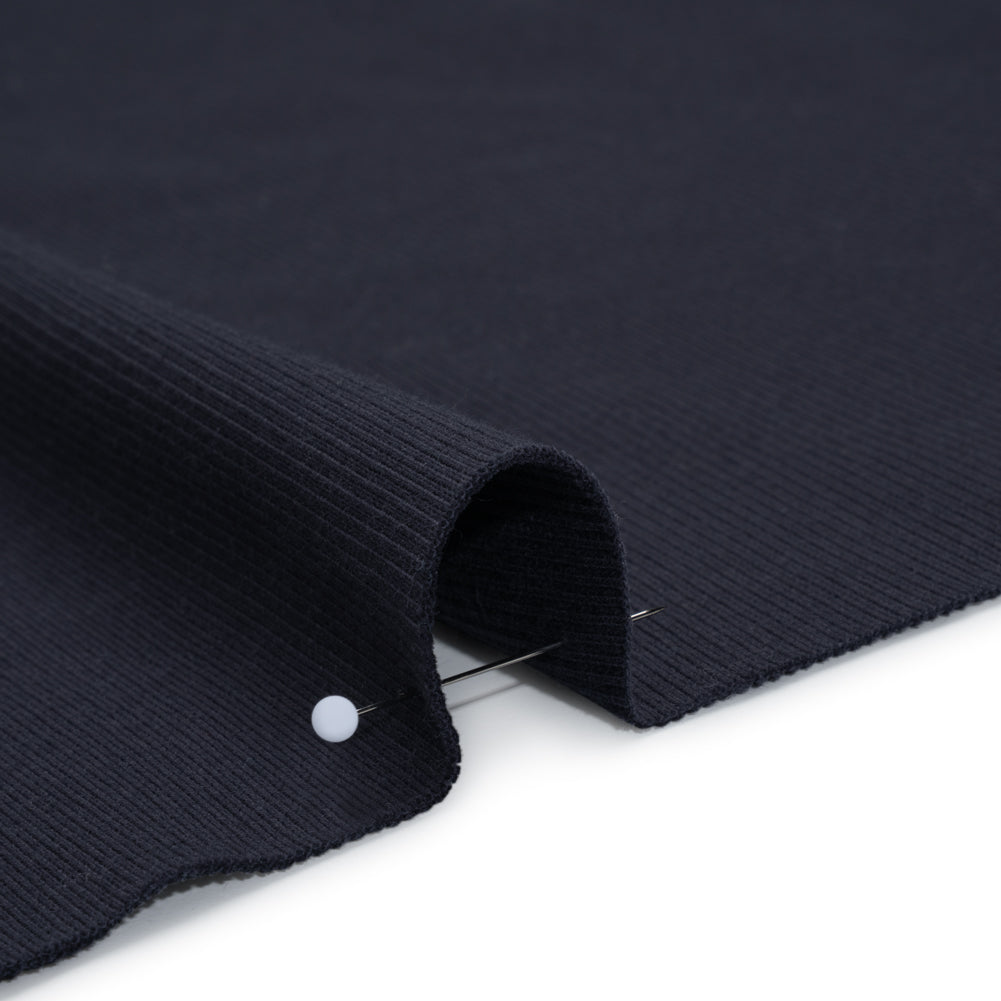 Stretch Cotton 2x2 Rib Knit - Navy - Deadstock Stretch Cotton 2x2 Rib Knit - Navy - Deadstock