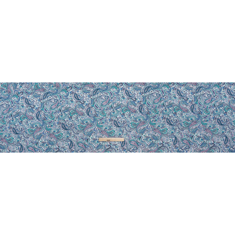 Stretch Rayon Jersey Print - Blue, Mint Green and Pink Paisley - Deadstock Stretch Rayon Jersey Print - Blue, Mint Green and Pink Paisley - Deadstock