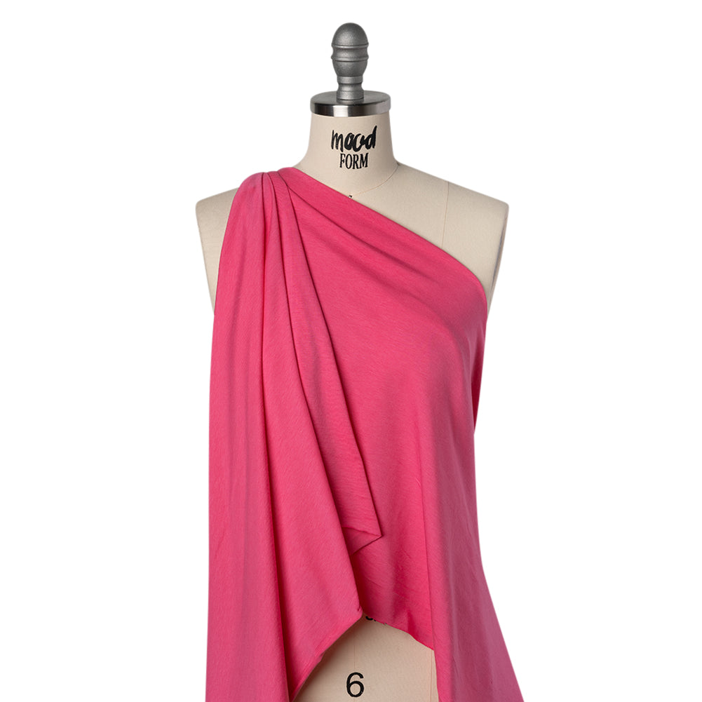 Stretch Cotton and Modal Jersey - Bright Pink - Deadstock Drape Stretch Cotton and Modal Jersey - Bright Pink - Deadstock Drape