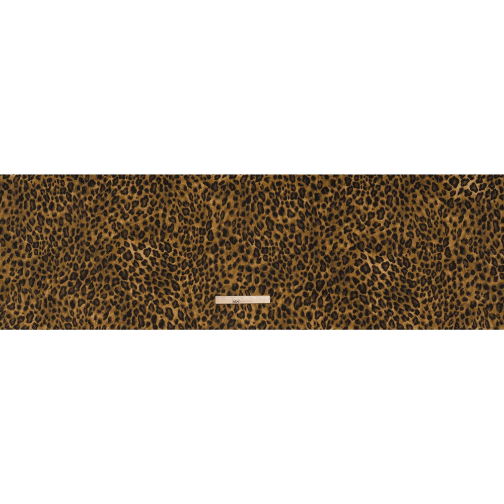 Cotton and Polyester Jersey Print - Dark Tan, Brown and Black Leopard Spots - Deadstock Cotton and Polyester Jersey Print - Dark Tan, Brown and Black Leopard Spots - Deadstock