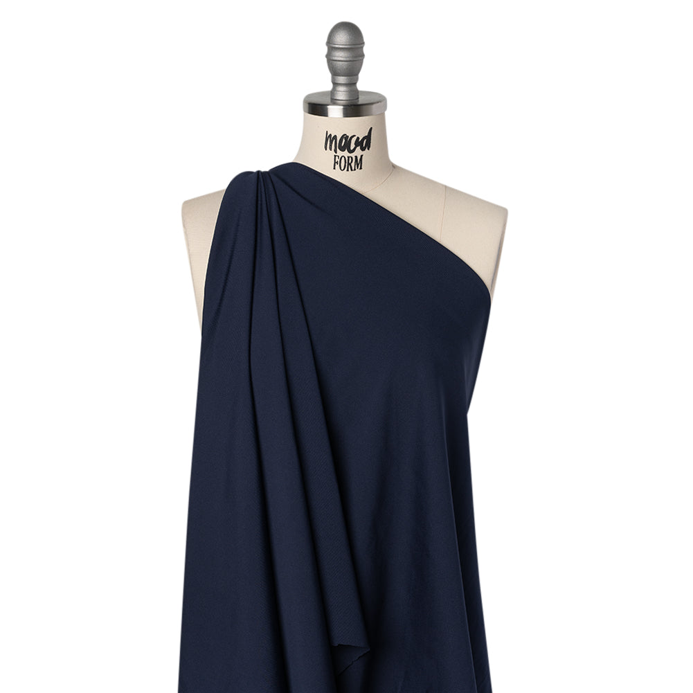 Stretch Polyester 1x1 Rib Knit - Navy Blue - Deadstock Stretch Polyester 1x1 Rib Knit - Navy Blue - Deadstock
