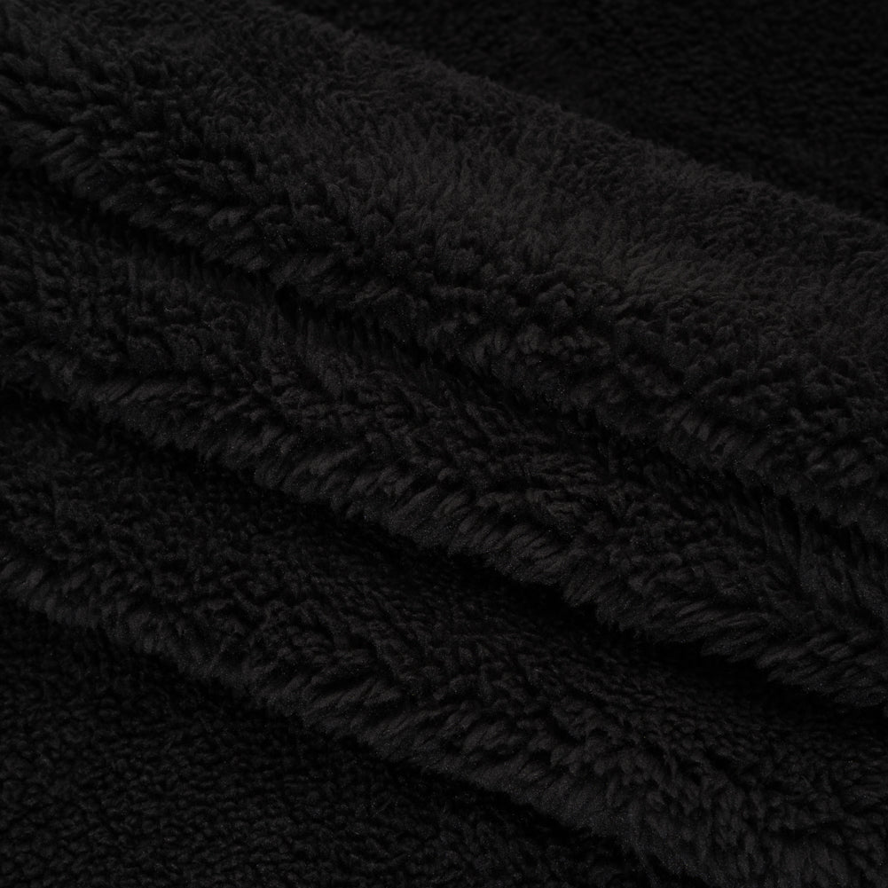 Short Pile Teddy Bear Faux Fur - Black - Deadstock Short Pile Teddy Bear Faux Fur - Black - Deadstock