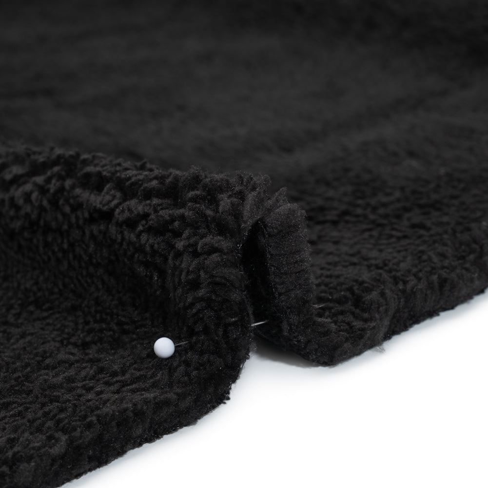 Short Pile Teddy Bear Faux Fur - Black - Deadstock Short Pile Teddy Bear Faux Fur - Black - Deadstock