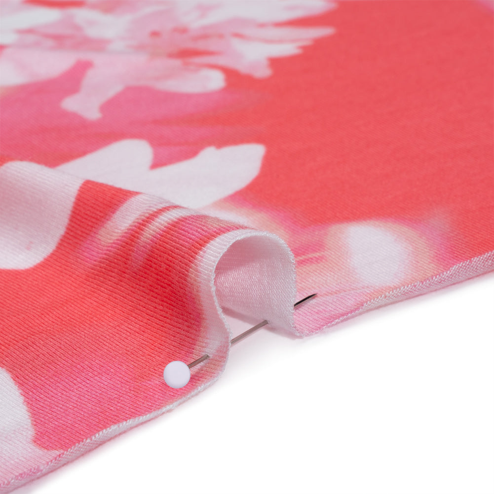 Stretch Rayon Jersey - Coral, Pink and White Soft Florals - Deadstock Stretch Rayon Jersey - Coral, Pink and White Soft Florals - Deadstock