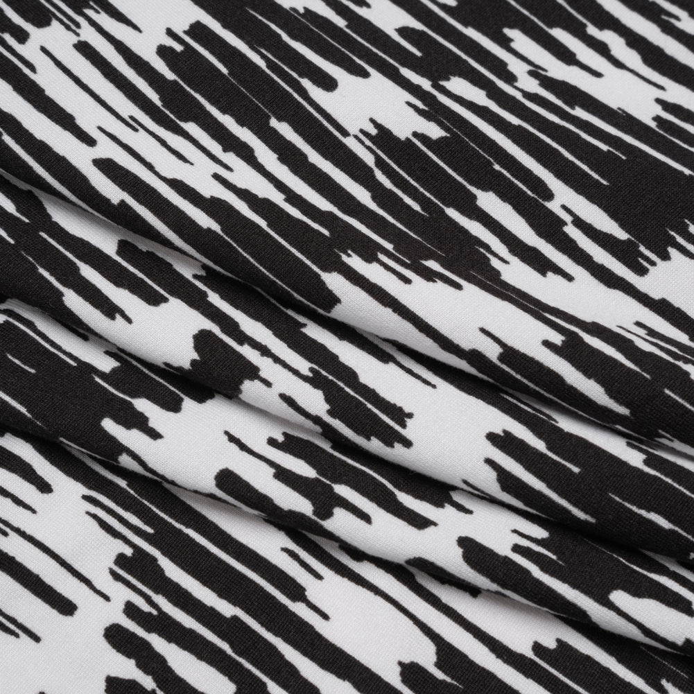 Stretch Polyester ITY Jersey - Black and White Abstract - Deadstock Stretch Polyester ITY Jersey - Black and White Abstract - Deadstock