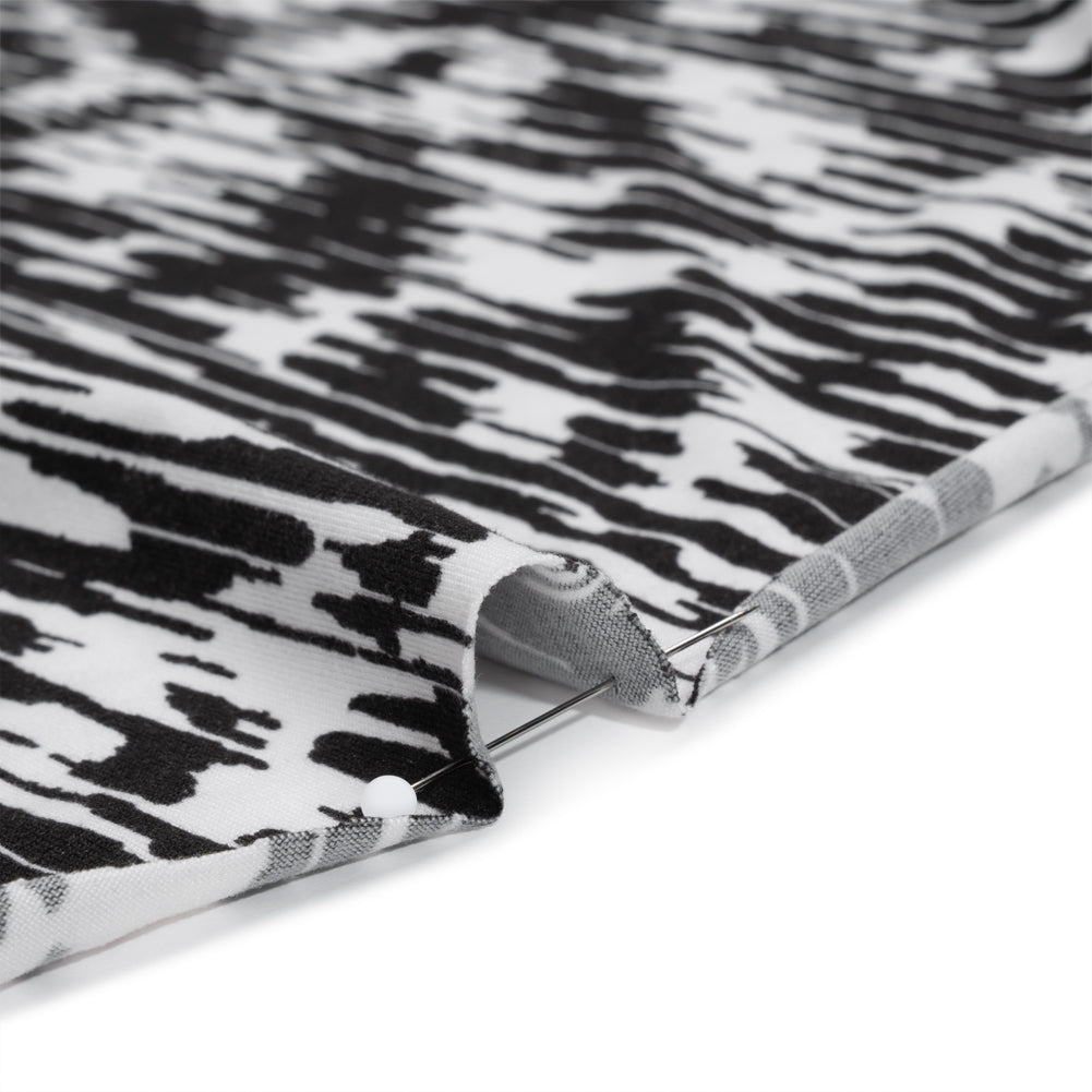 Stretch Polyester ITY Jersey - Black and White Abstract - Deadstock Stretch Polyester ITY Jersey - Black and White Abstract - Deadstock
