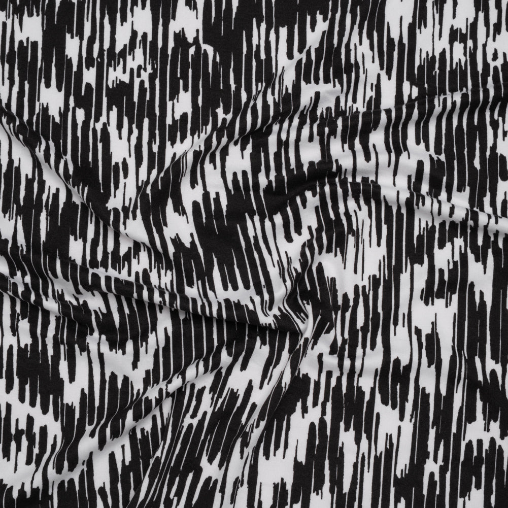 Stretch Polyester ITY Jersey - Black and White Abstract - Deadstock Stretch Polyester ITY Jersey - Black and White Abstract - Deadstock