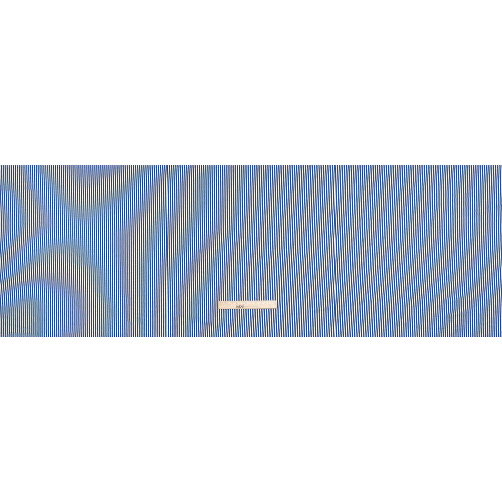 Cotton and Viscose Jersey - Cobalt Blue and White Candy Stripes - Deadstock Cotton and Viscose Jersey - Cobalt Blue and White Candy Stripes - Deadstock
