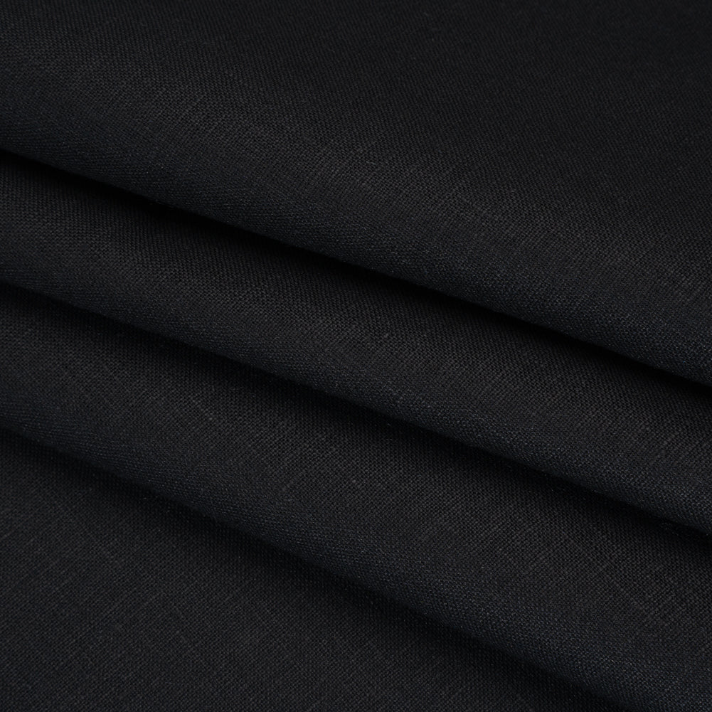 Medium Weight Linen Woven - Jet Black - Deadstock Medium Weight Linen Woven - Jet Black - Deadstock