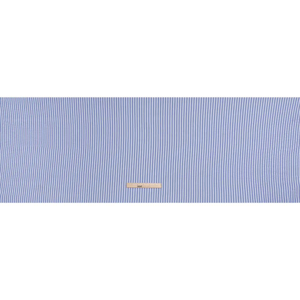 Rayon Seersucker - Light Blue and White Stripes - Deadstock Rayon Seersucker - Light Blue and White Stripes - Deadstock