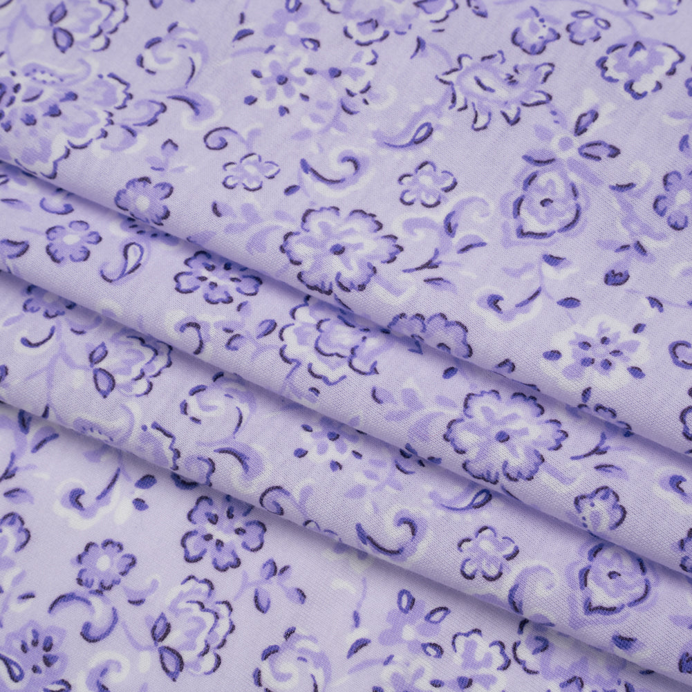 Cotton and Polyester Jersey - Lavender Floral - Deadstock Cotton and Polyester Jersey - Lavender Floral - Deadstock