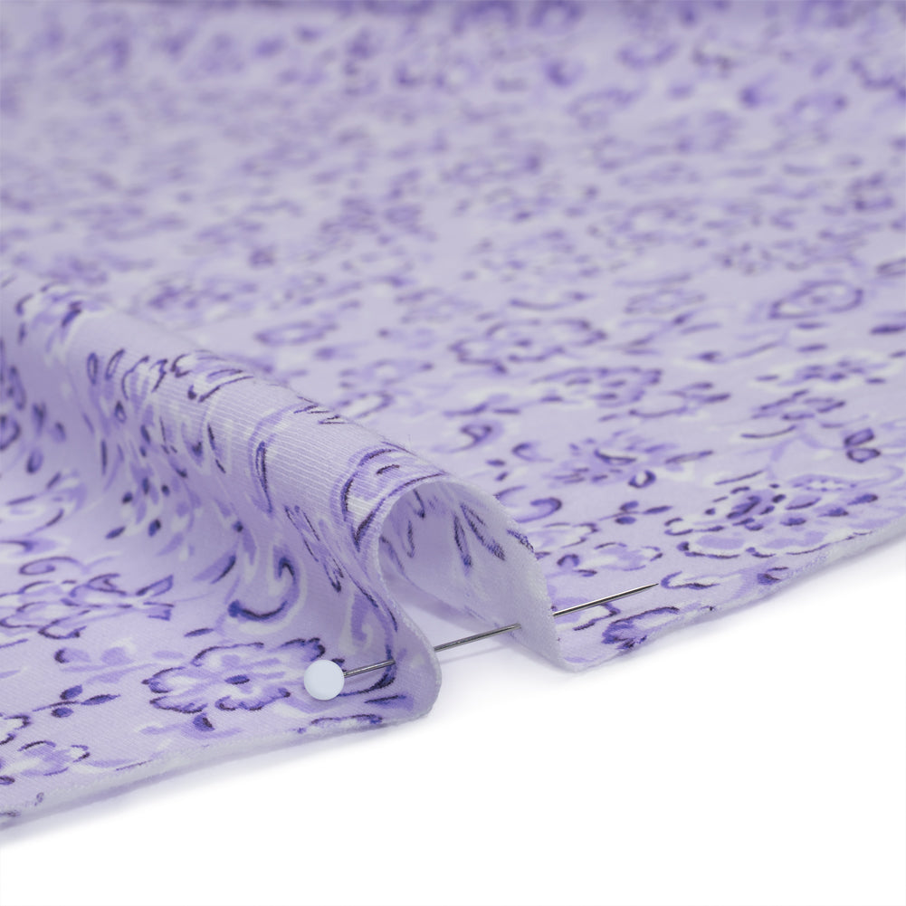 Cotton and Polyester Jersey - Lavender Floral - Deadstock Cotton and Polyester Jersey - Lavender Floral - Deadstock