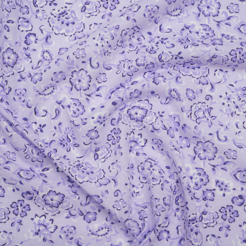 Cotton and Polyester Jersey - Lavender Floral - Deadstock Cotton and Polyester Jersey - Lavender Floral - Deadstock