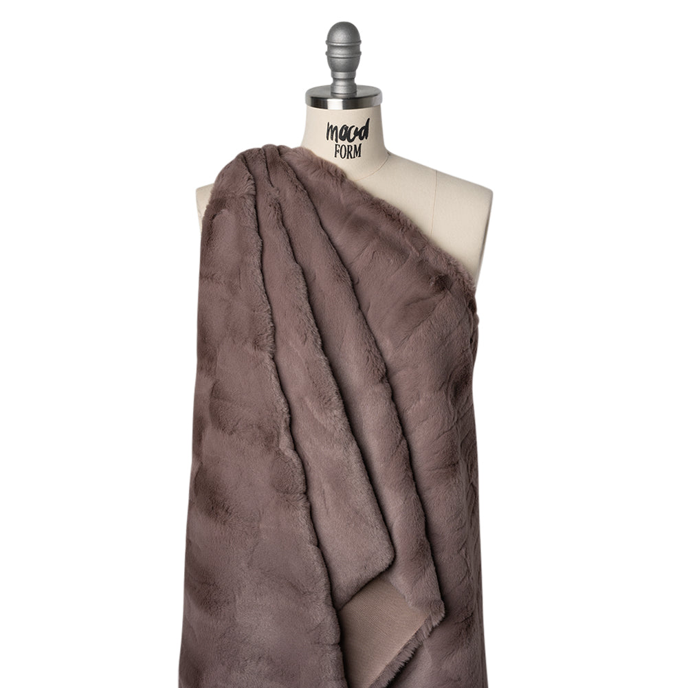 Textured Short Pile Recycled Polyester Faux Fur - Dusty Mauve Abstract Textured Short Pile Recycled Polyester Faux Fur - Dusty Mauve Abstract