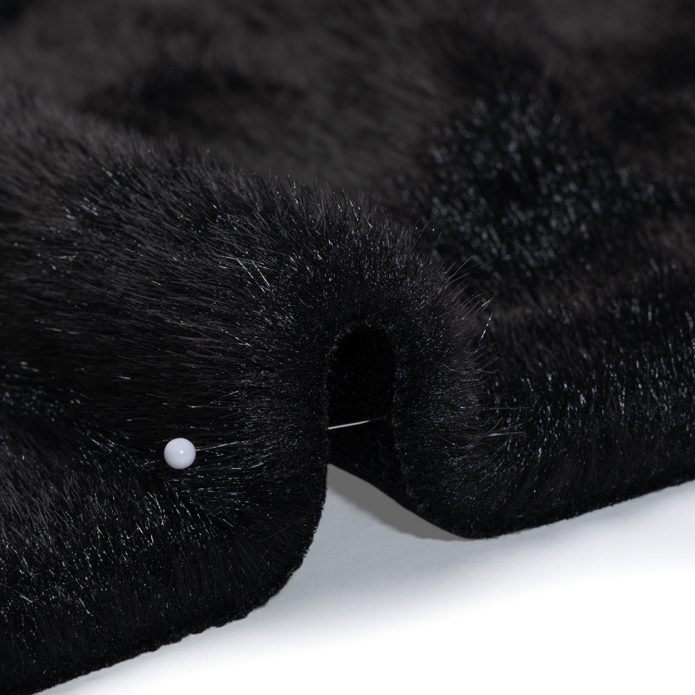 Medium Pile Recycled Polyester Faux Fur - Black Medium Pile Recycled Polyester Faux Fur - Black