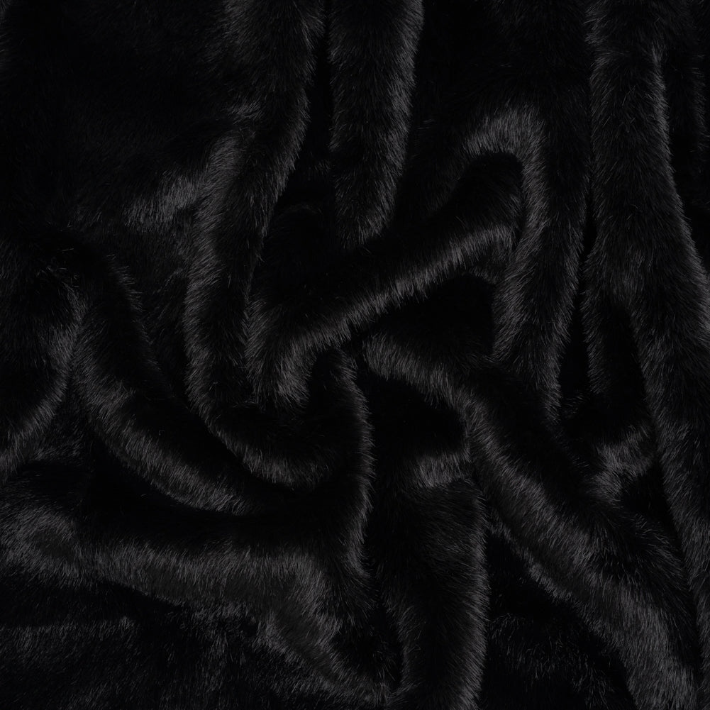 Medium Pile Recycled Polyester Faux Fur - Black Medium Pile Recycled Polyester Faux Fur - Black