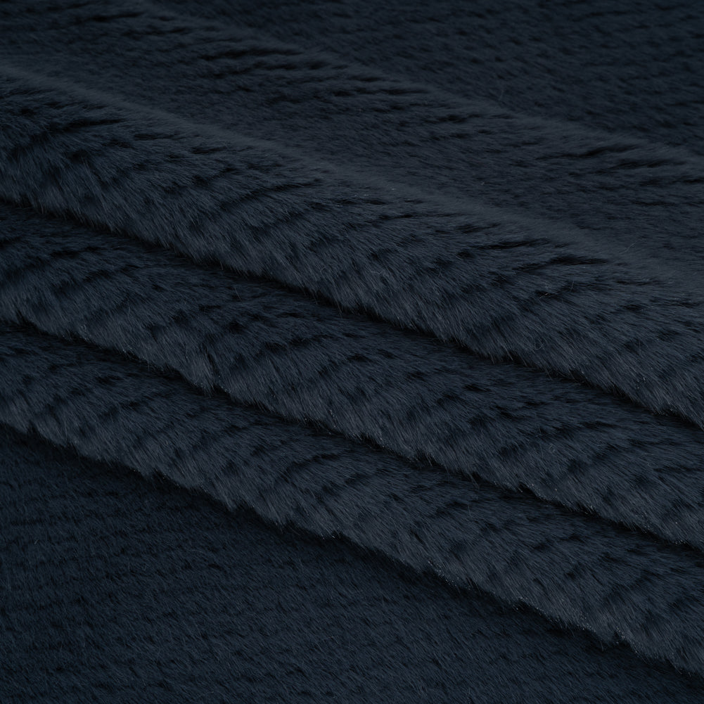 Medium Pile Recycled Polyester Faux Fur - Dark Teal Diamonds Texture Medium Pile Recycled Polyester Faux Fur - Dark Teal Diamonds Texture