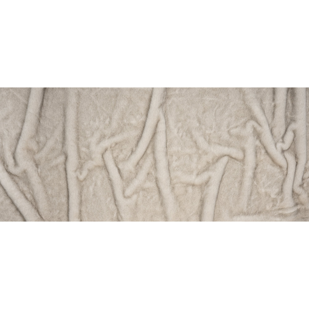 Plush Two-Tone Short Pile Recycled Polyester Faux Fur - Ivory with Black Tips Full Plush Two-Tone Short Pile Recycled Polyester Faux Fur - Ivory with Black Tips Full