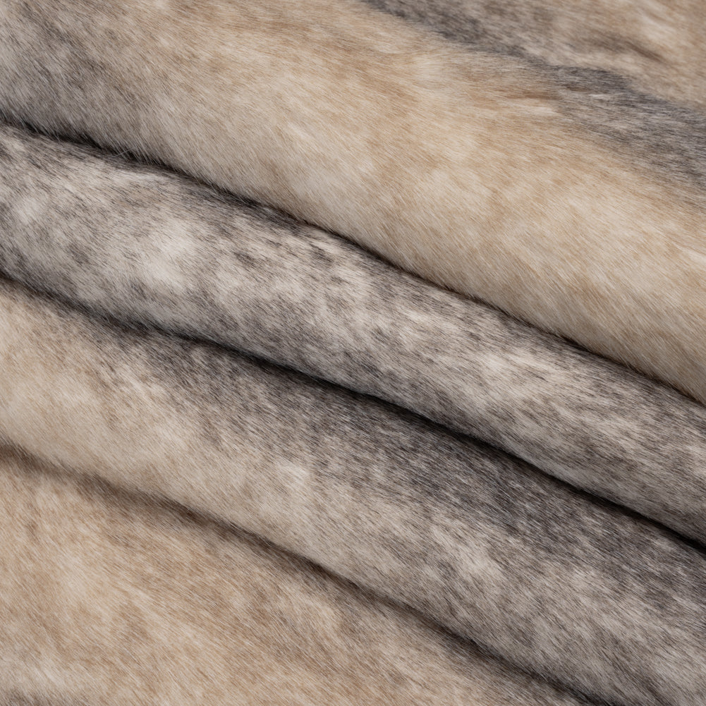 Plush Three-Tone Long Pile Recycled Polyester Faux Fur - Ivory, Tan and Charcoal Soft Stripes Plush Three-Tone Long Pile Recycled Polyester Faux Fur - Ivory, Tan and Charcoal Soft Stripes
