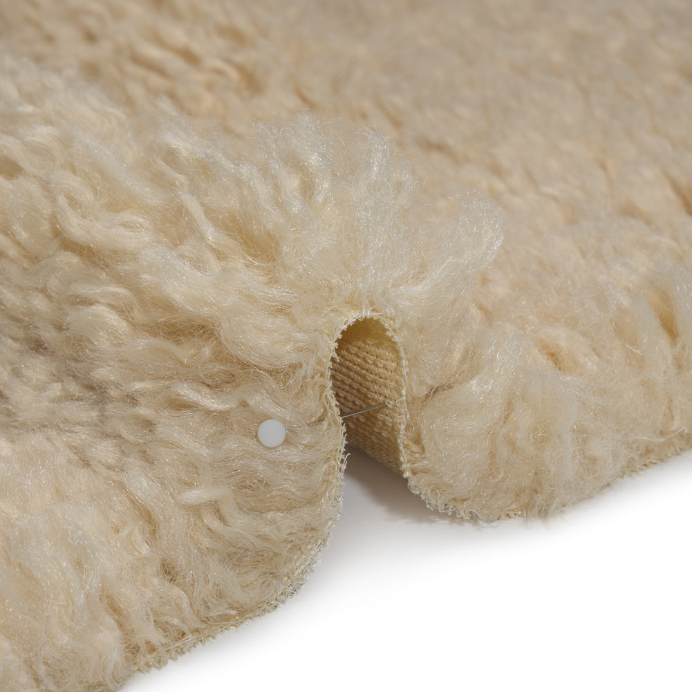Recycled Polyester Shaggy Poodle Faux Fur - Ecru Recycled Polyester Shaggy Poodle Faux Fur - Ecru