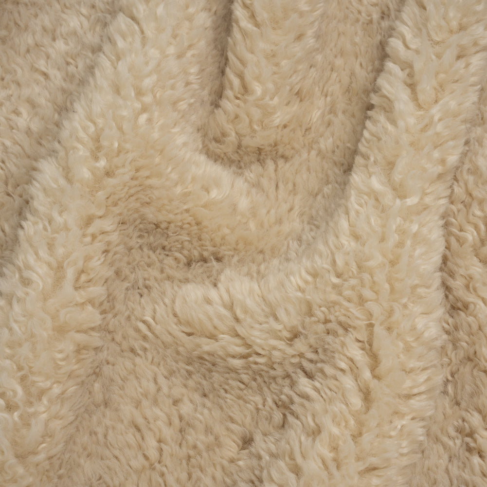 Recycled Polyester Shaggy Poodle Faux Fur - Ecru Recycled Polyester Shaggy Poodle Faux Fur - Ecru