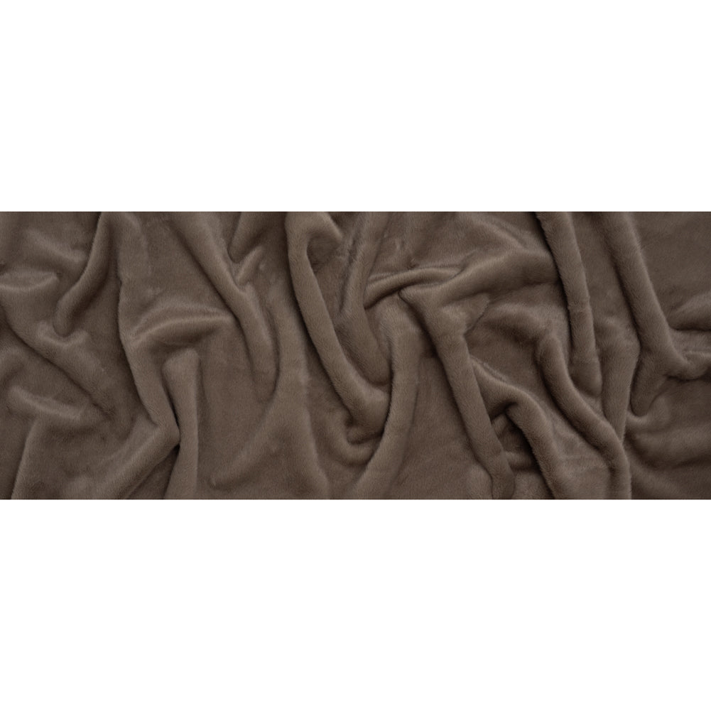 Plush Short Pile Recycled Polyester Faux Fur - Dusty Brown Plush Short Pile Recycled Polyester Faux Fur - Dusty Brown